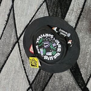 OVER-THE-HILL SURVIVAL BUCKET HAT BLACK NOVELTY GAG-GIFT UNISEX